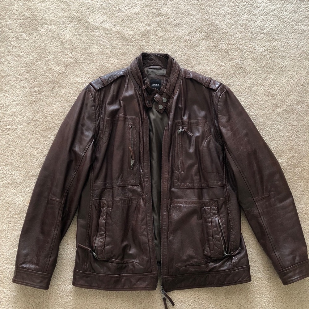Hugo Boss Leather Gento Jacket Size 44 Chest